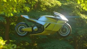 Illustration de l'Airbike de Volonaut, une moto volante révolutionnaire. Image réalisée par IA.