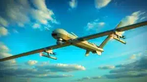 Illustration of an advanced Russian drone powered by Nvidia supercomputers, depicted as an artificial illustration.