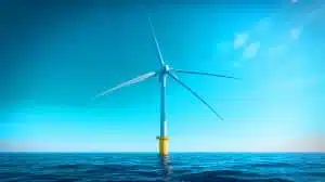 Illustration of GE's Haliade-X wind turbine harnessing offshore wind energy. Image generated by AI.