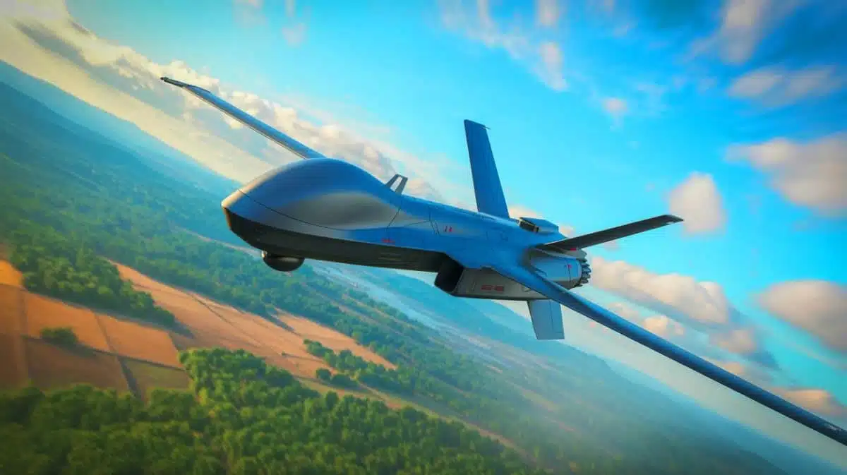 Illustration of uncrewed combat aircraft enhancing European defense capabilities, generated by artificial intelligence.