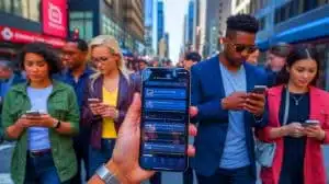 Illustration of ICEBlock app interface highlighting alerts of ICE officer sightings, generated by artificial intelligence.