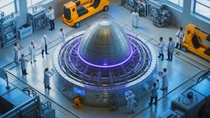 Illustration von der internationalen Zusammenarbeit beim ITER-Projekt zur Entwicklung von Fusionsenergie.