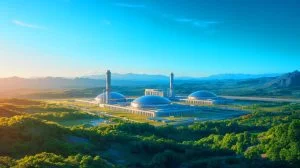Illustration von Chinas Entdeckung riesiger Thoriumvorkommen als zukünftige Energiequelle, erstellt mit künstlicher Intelligenz.