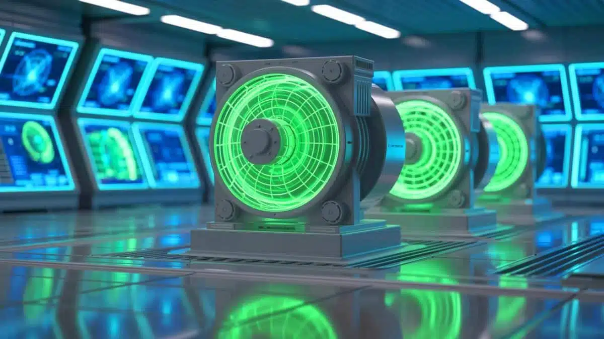 Illustration von einer elektromagnetischen Induktionspumpe in einem modernen Kernreaktor.