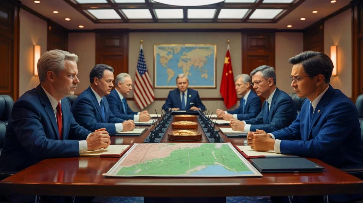 Illustration von Spannungen zwischen den USA und China im Indo-Pazifik. Bild durch KI generiert.