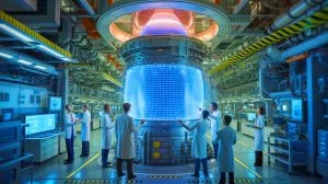 Illustration von der internationalen Zusammenarbeit am ITER-Projekt zur Fusionsenergie in Frankreich. Bild durch KI generiert.
