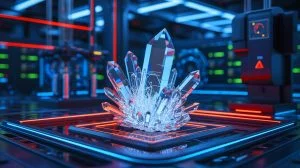 Illustration von der Entwicklung des weltweit größten Barium-Gallium-Selenid-Kristalls durch chinesische Wissenschaftler zur Verbesserung von Laser- und Sensortechnologien.