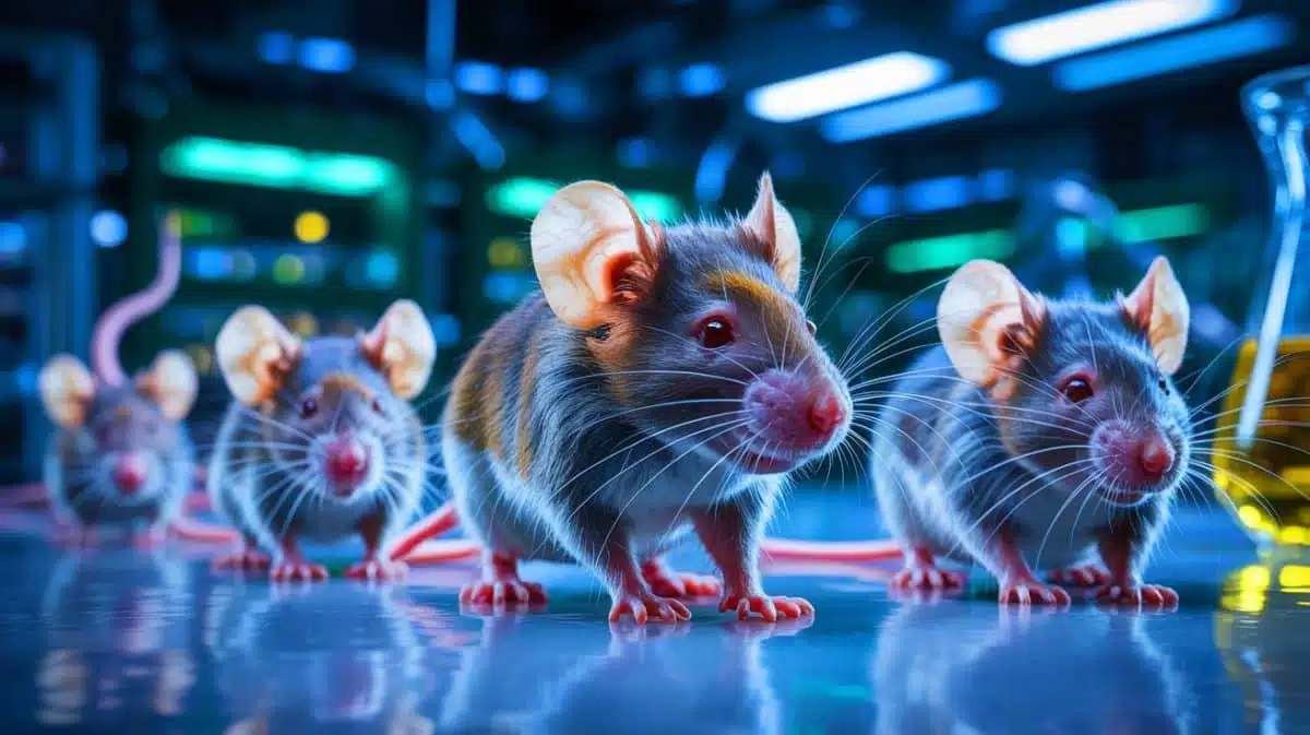 Illustration von Mäusen mit injizierter Neandertaler-DNA, erstellt durch künstliche Intelligenz.