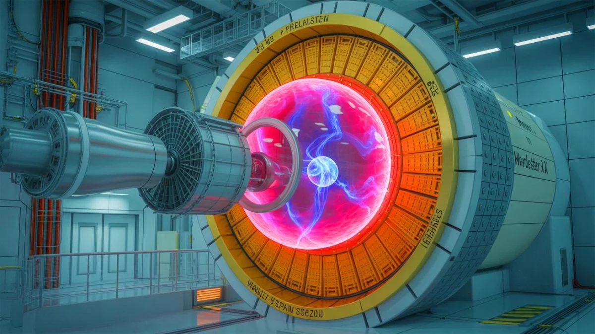 Illustration von einem Durchbruch in der Fusionsenergie am Wendelstein 7-X, erstellt mit künstlicher Intelligenz.