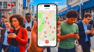 „Diese App ist lebensrettend“: ICEBlock Alarmiert Einwanderer Vor Razzien und Erobert Die US-App-Store-Charts im Sturm Illustration von einer App, die ICE-Sichtungen meldet, erstellt durch künstliche Intelligenz.