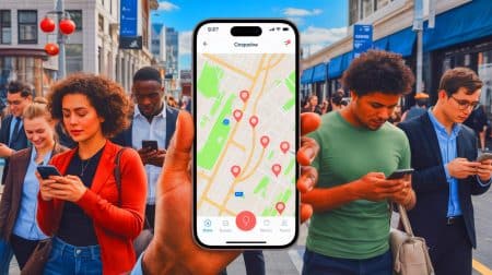 Illustration von einer App, die ICE-Sichtungen meldet, erstellt durch künstliche Intelligenz.