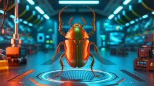 Illustration von einem Infrarotsensor, inspiriert vom Feuerkäfer, zur schnellen Bedrohungserkennung.