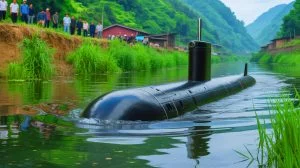 Illustration von einem selbstgebauten U-Boot eines chinesischen Landwirts.