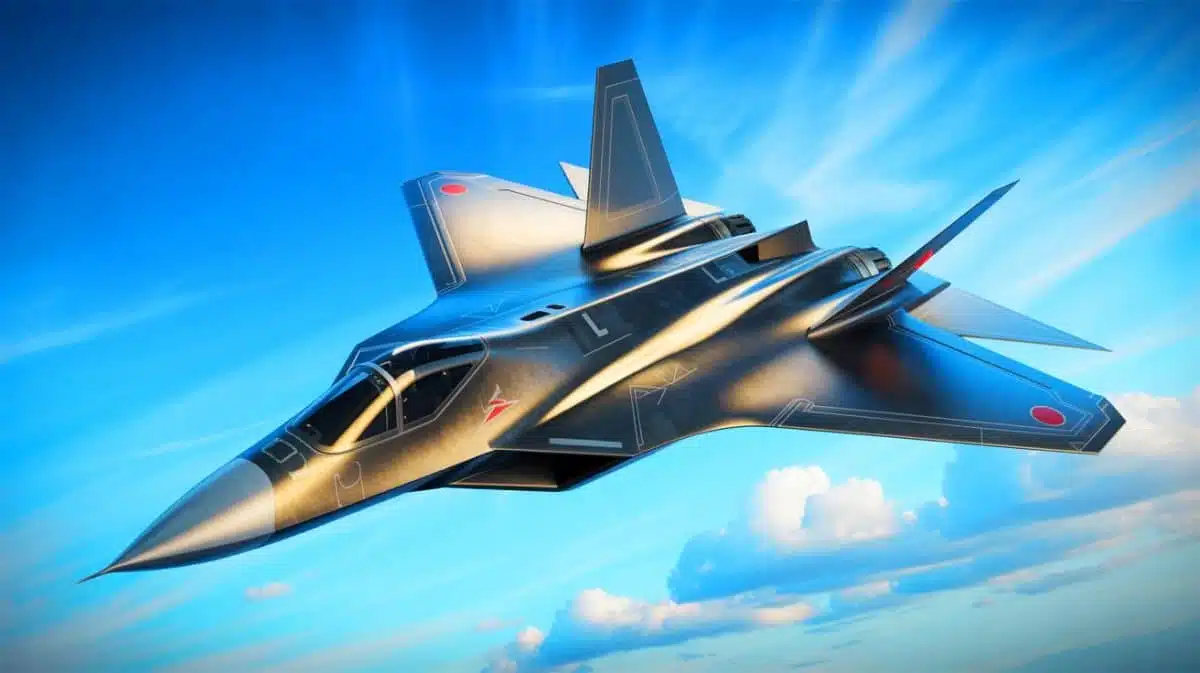 Illustration von einem möglichen neuen chinesischen Tarnkappenflugzeug, erstellt mit künstlicher Intelligenz.
