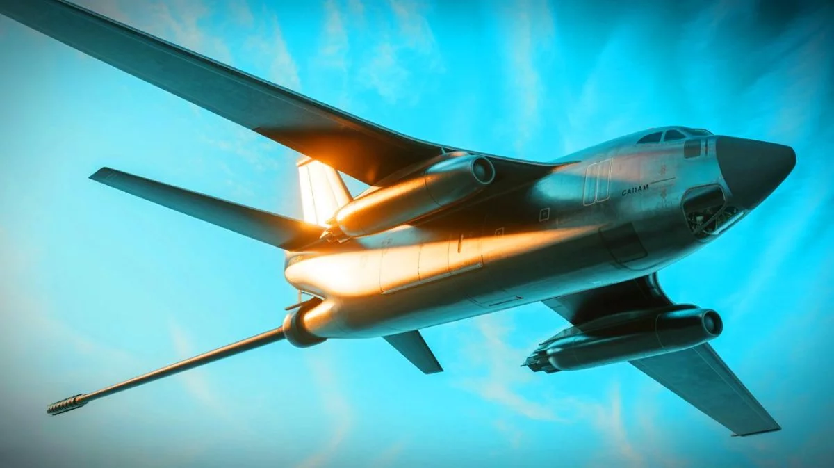 Illustration von einem futuristischen, autonomen Tankflugzeugkonzept für militärische Luftbetankung.