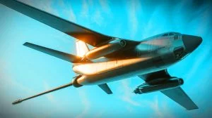 Illustration von einem futuristischen, autonomen Tankflugzeugkonzept für militärische Luftbetankung.