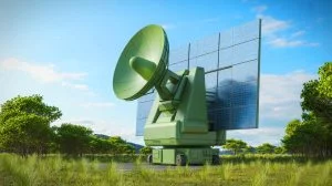 Illustration von einem innovativen chinesischen Radarsystem für elektronische Kriegsführung, erstellt mittels künstlicher Intelligenz.