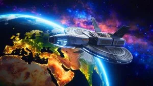 Illustration von einem innovativen Raumträger der US Space Force zur schnellen Bedrohungsabwehr im Weltraum.