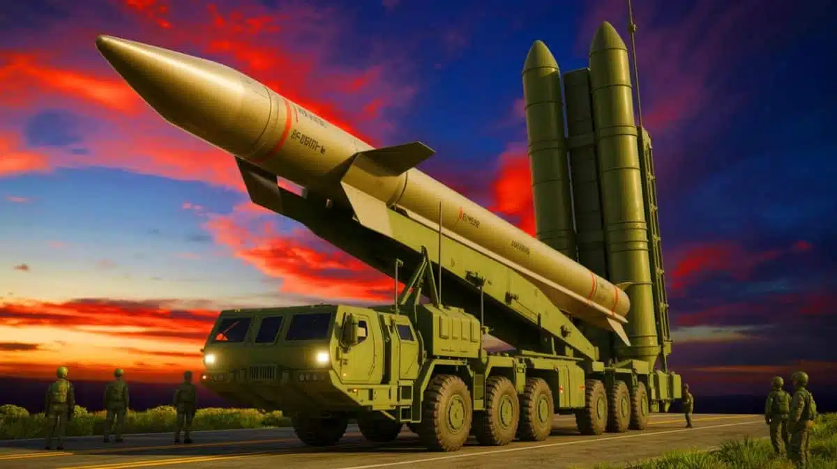 Illustration von einer hypothetischen Dark Eagle-Rakete in Aktion.