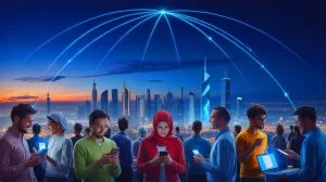 Illustration von der Aktivierung der Starlink-Satelliten über dem Iran durch Elon Musk, erstellt mithilfe künstlicher Intelligenz.