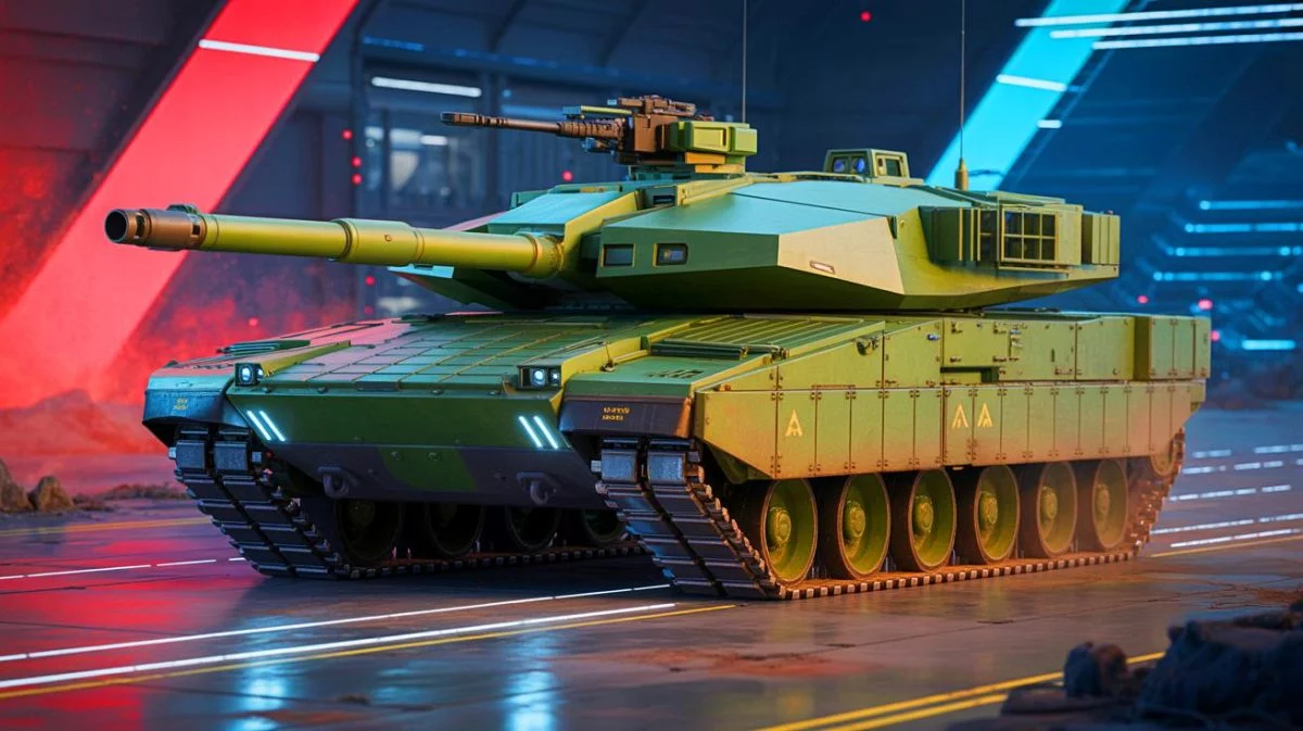 Illustration von einem europäischen Kampfpanzer der fünften Generation im Rahmen des Projekts MARTE. Bild durch KI generiert.