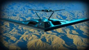 Illustration von B-2-Bombern, die unbemerkt über Iran fliegen. Bild durch KI generiert.