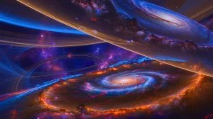 Illustration von dreidimensionaler Zeitstruktur im Universum. Bild durch KI generiert.