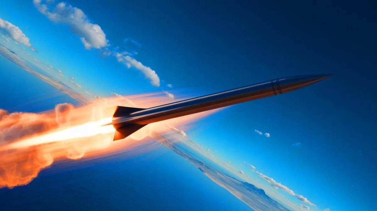 Illustration von einem Hyperschallflugkörper im Flug, erstellt durch künstliche Intelligenz.