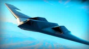 Illustration von modernsten Tarnkappenbombern in der strategischen Luftfahrt, generiert durch künstliche Intelligenz.