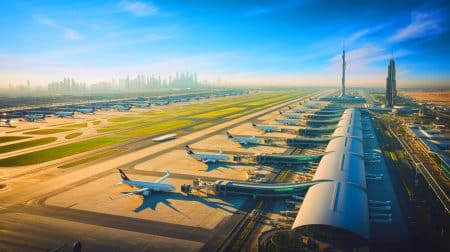 Illustration von der geplanten Erweiterung des Al Maktoum International Airports in Dubai als größtes Luftdrehkreuz der Welt.