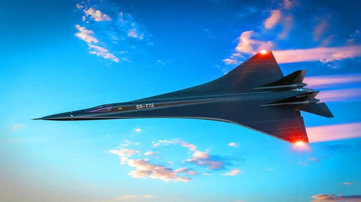 Illustration von einem hypothetischen SR-72 „Darkstar“ Hyperschallflugzeug, erstellt mit künstlicher Intelligenz.