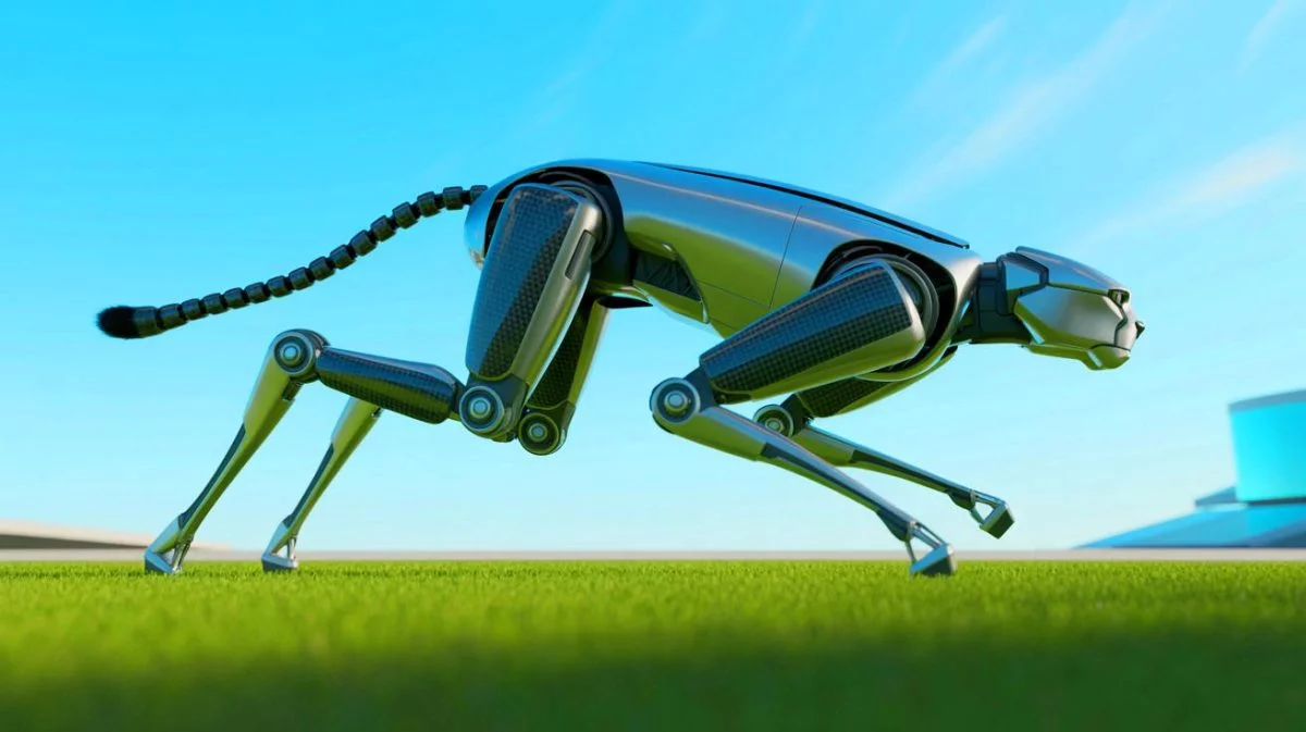 Illustration of Black Panther 2.0, the fastest quadruped robot developed by Zhejiang University.