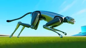 Illustration of Black Panther 2.0, the fastest quadruped robot developed by Zhejiang University.