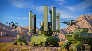 Illustration of China's mobile 5G base station designed for military communication.
