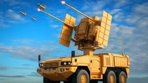 Illustration of the Skyranger 30 air defense system integrated into an 8×8 Boxer vehicle.