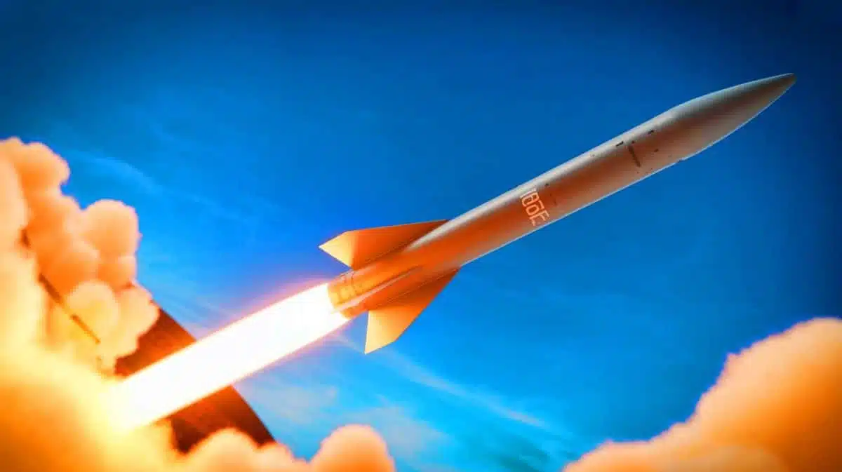 Illustration of the ASTER B1 New Technology missile during a successful live fire test by Eurosam.