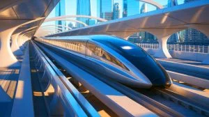 Illustration of China's advancements in maglev technology for high-speed rail systems.