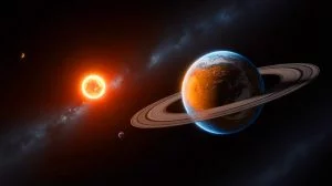 Illustration of the newly discovered exoplanet L 98-59 f orbiting its star in the habitable zone.