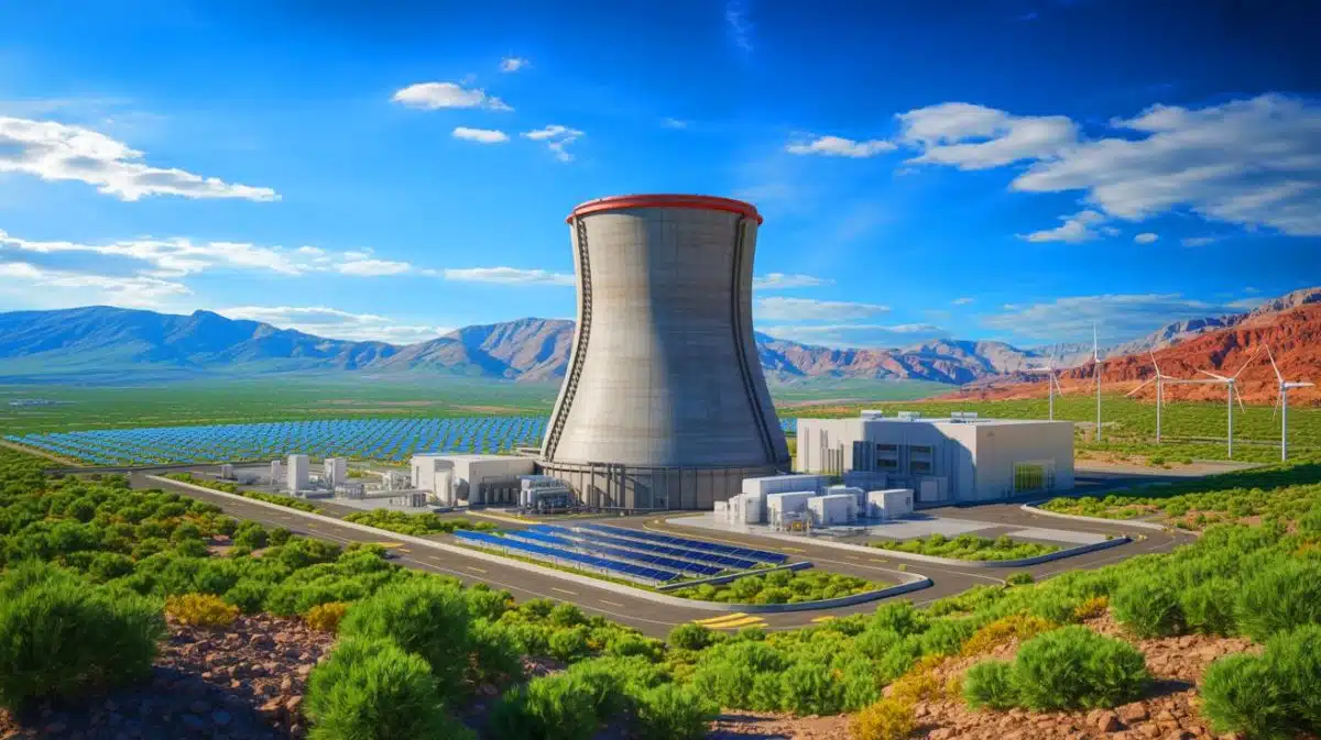 Illustration of TerraPower's proposed Natrium nuclear reactor and energy storage facility in Utah.