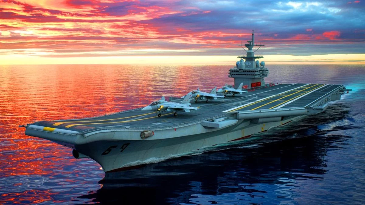 Illustration de la puissance navale croissante de la Chine à travers ses porte-avions modernes en mer.