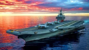 Illustration de la puissance navale croissante de la Chine à travers ses porte-avions modernes en mer.