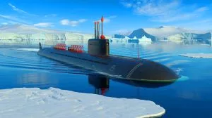 Illustration de sous-marins russes équipés de réacteurs nucléaires pour le transport de gaz naturel liquéfié via la Route maritime du Nord.