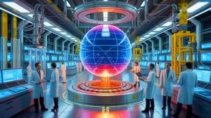 Illustration de la collaboration internationale autour du projet ITER pour la production d'énergie par fusion nucléaire.