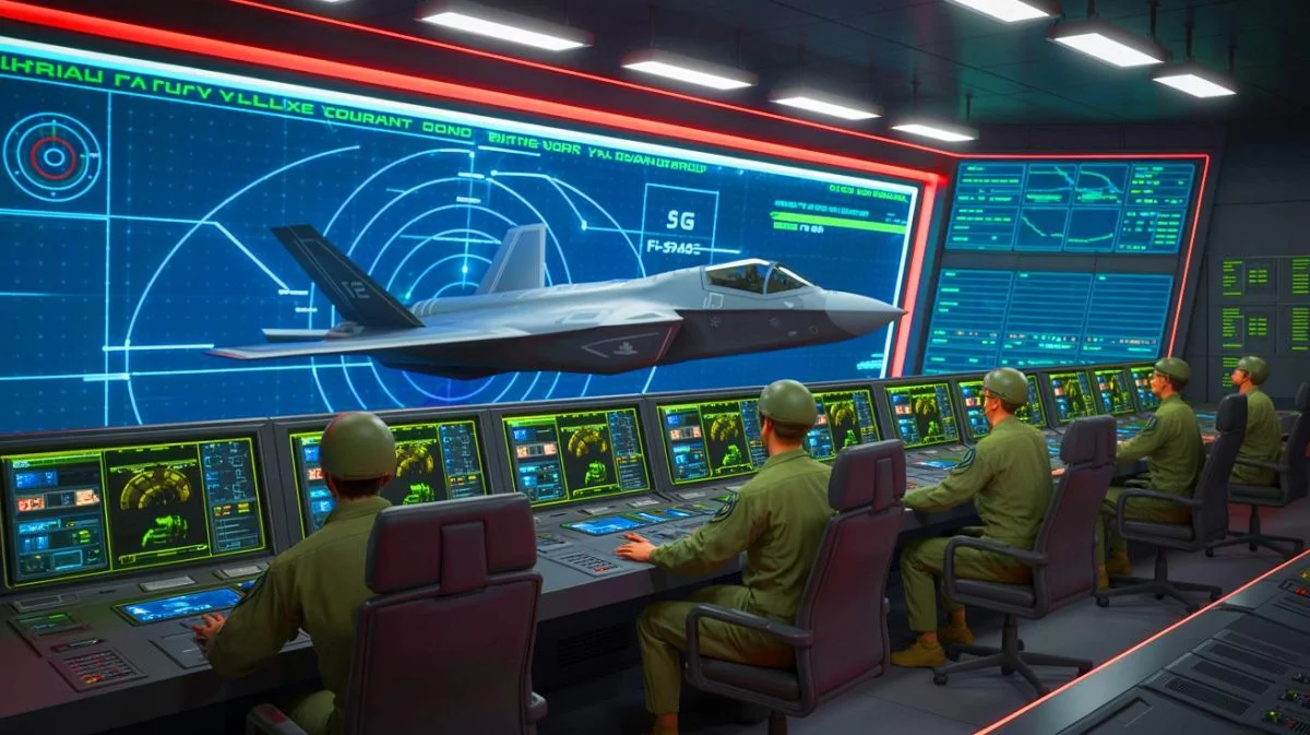 Illustration de l'arme de guerre électronique 6G développée par la Chine pour cibler les avions furtifs.