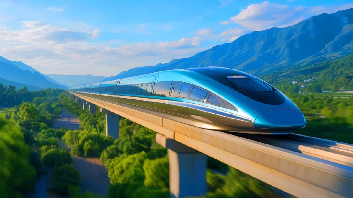 Illustration de l'innovation chinoise en matière de train maglev à grande vitesse.