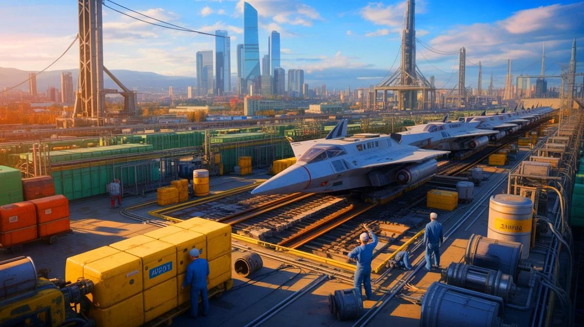 Illustration of the impact of international sanctions on Russia's defense industry and supply chains.