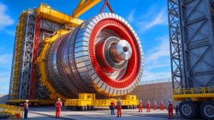 Illustration of the ITER reactor's magnetic component delivery from China.