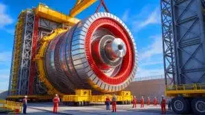 Illustration of the ITER reactor's magnetic component delivery from China.