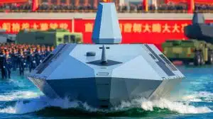 Illustration of China's new unmanned surface vessel with advanced stealth capabilities.