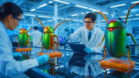 Illustration von der Entwicklung eines Infrarotsensors inspiriert durch die Fähigkeiten des Feuerkäfers.